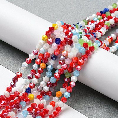 Opaque Solid Color Electroplate Glass Beads Strands LS-EGLA-A039-P4mm-A16-1