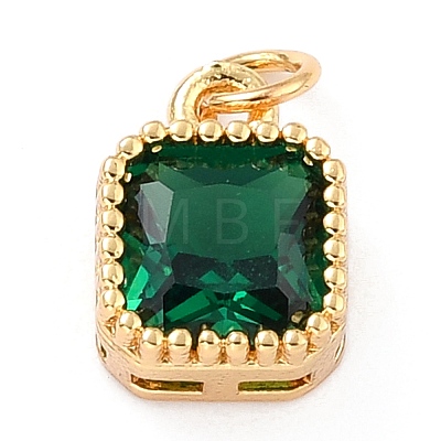 Real 18K Gold Plated Brass Inlaid Cubic Zirconia Charms ZIRC-L100-073G-01-1