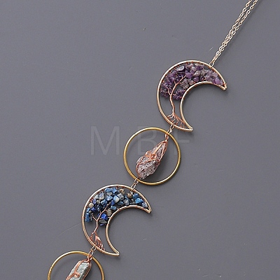 Moon Tree of Life Natural Gemstone Beads Suncatchers HJEW-F027-01-1