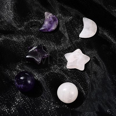 Natural Gemstone Healing Moon & Star & Round Ornaments AJEW-FS0001-12B-1