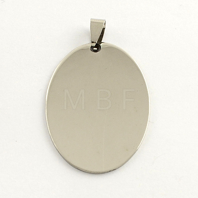 Non-Tarnish 201 Stainless Steel Oval Stamping Blank Tag Pendants STAS-S030-11-1