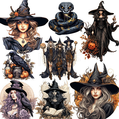 20Pcs 20 Styles Witch Paper Sticker PW-WG09436-01-1