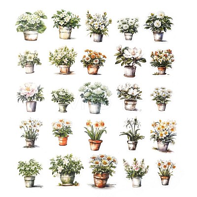 Potted Plant PET Stickers Set DIY-Z037-01A-1