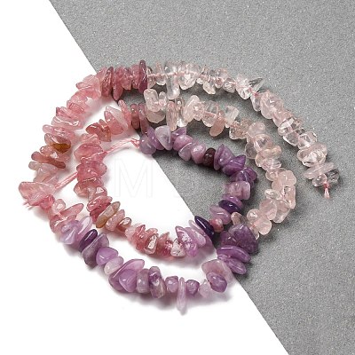 Natural Rose Quartz & Madagascar Rose Quartz & Amethyst Beads Strands G-L610-A08-B01-1