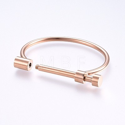 Ion Plating(IP) 304 Stainless Steel Bangles LS-BJEW-P222-14RG-1