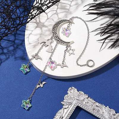 Hollow Moon Alloy Hanging Ornaments HJEW-TA00200-1