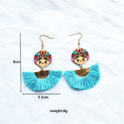 Alloy & Acrylic Tassel Dangle Earrings WG961F4-01-1