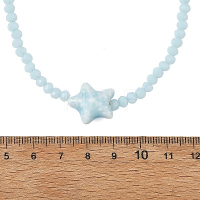 3Pcs 3 Colors Ocean Handmade Porcelain Starfish Glass Beaded Necklaces for Women NJEW-JN06392-1