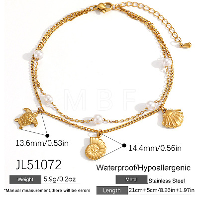 Ocean Shell Shape & Turtle Charm Anklets WG11FAC-01-1