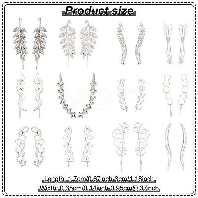 ANATTASOUL 9 pairs 9 style Leaf & Snake & Triangle & Heart & Arrow Alloy Dangle Earrings EJEW-AN0002-02-1