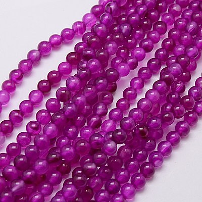 Natural Agate Beads Strands G-G583-6mm-M-1