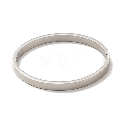 Egg Shaped 201 Stainless Steel Grooved Hinged Bangles STAS-G306-04P-1