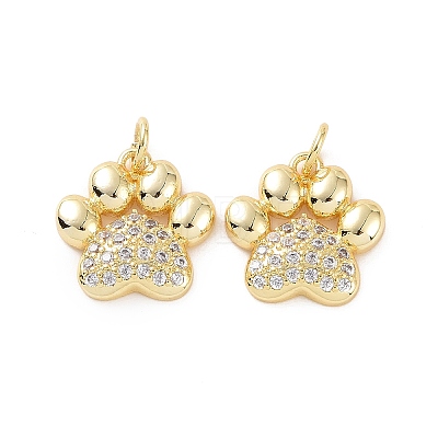 Rack Plating Brass Micro Pave Cubic Zirconia Charms KK-C008-36G-1