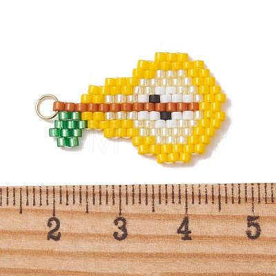 Fruit Theme Glass Seed Beaded Pendants PALLOY-MZ01357-05-1