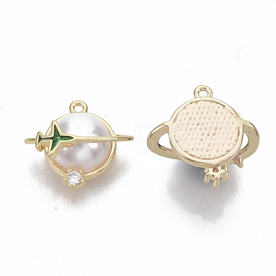 Brass Cubic Zirconia Universe Space Charms KK-T050-46G-NF-1