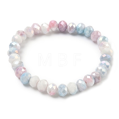 AB Color Faceted Rondelle Glass Beaded Stretch Bracelets for Women BJEW-PH01820-09-1