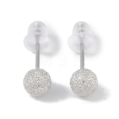 Anti-Tarnish Rhodium Plated 999 Sterling Silver Texture Round Stud Earrings for Women EJEW-S215-08P-1