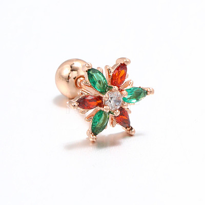 Snowflake Brass Cubic Zirconia Stud Earrings FS-WGD4C14-05-1
