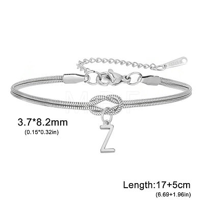 304 Stainless Steel Initial Charm Bracelets FS-WGD8E41-05-1