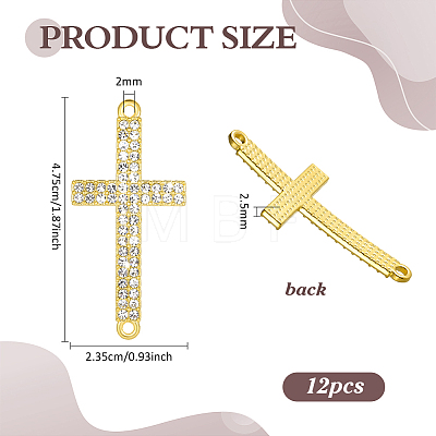 12Pcs Religion Alloy Crystal Rhinestone Connector Charms FIND-PH0038-15G-1