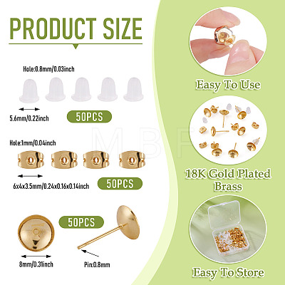 50Pcs Brass Earring Settings KK-TA0008-38A-1