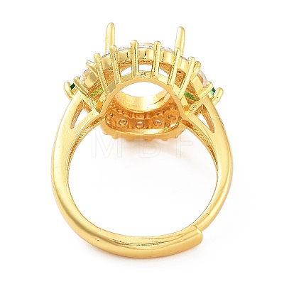 Rack Plating Oval Brass Micro Pave Cubic Zirconia Adjustable Ring Components KK-Q819-15G-02-1