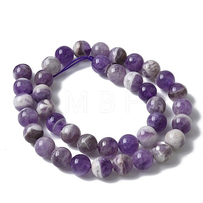 Faceted Round Natural Chevron Amethyst Bead Strands G-S380-01B-1