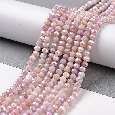 Faceted Electroplated Glass Beads Strands GLAA-C023-02-C19-1
