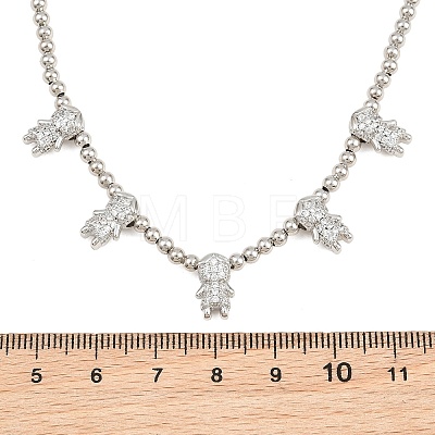 Brass Micro Pave Clear Cubic Zirconia Boy and Round Beaded Necklaces KK-CBA4547-14P-1