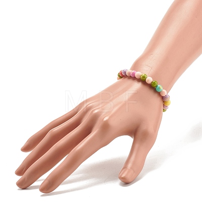 Natural Jade Beaded Stretch Kids Bracelets BJEW-JB07789-01-1