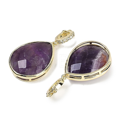 Natural Amethyst Faceted Teardrop Pendants G-B126-04G-07-1