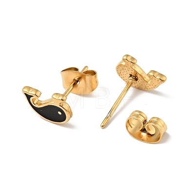 Ion Plating(IP) Enamel Dolphin Stud Earrings with 316 Surgical Stainless Steel Pins EJEW-A081-02G-1