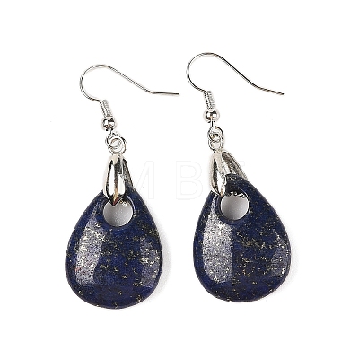 Natutal Dyed Lapis Lazuli Dangle Earrings EJEW-F343-A09-1