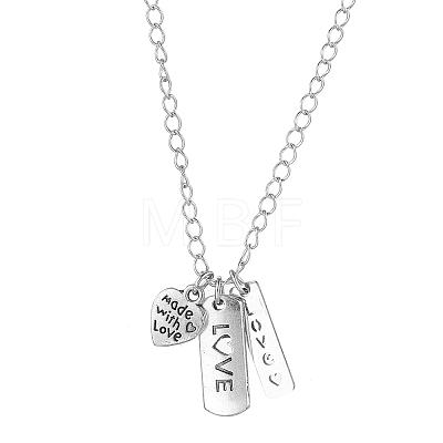 Valentine's Day Alloy and 201 Stainless Steel Word Love Pendants Necklace NJEW-JN04693-1