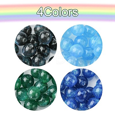 64Pcs 4 Colors Round Imitation Cat Eye Resin Beads RESI-FS0001-66A-1