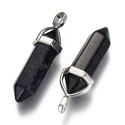 Bullet Synthetic Blue Goldstone Pointed Pendants X-G-F295-03H-1