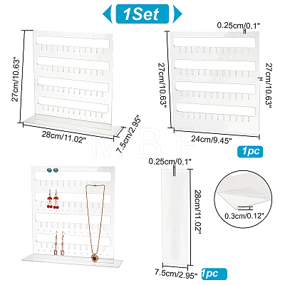 5-Tier Rectangle Transparent Acrylic Jewelry Display Organizer Stands EDIS-WH0031-12A-1