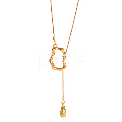 Adjustable Zinc Alloy Lariat Y Necklaces with Teardrop Tassel for Women WGBC33C-03-1