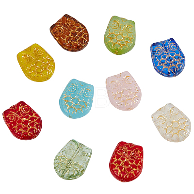 40Pcs Owl Glass Beads GLAA-PA0001-65-1
