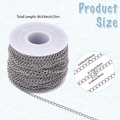 25M 304 Stainless Steel Curb Chains CHS-BM0001-11-1