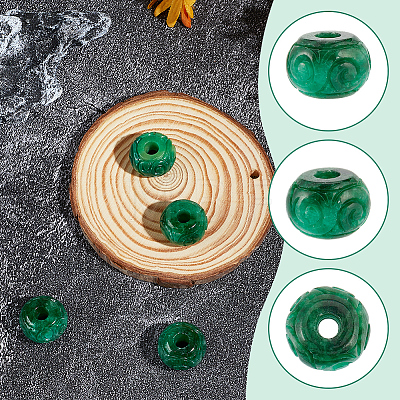 4Pcs Natural Myanmar Jade/Burmese Jade Carved European Beads G-PA0002-44-1