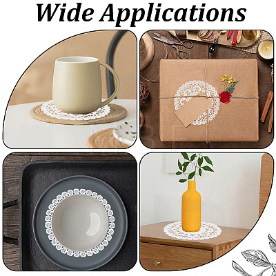 Flower Polyester Embroidery Lace Coasters AJEW-CN0007-46A-1