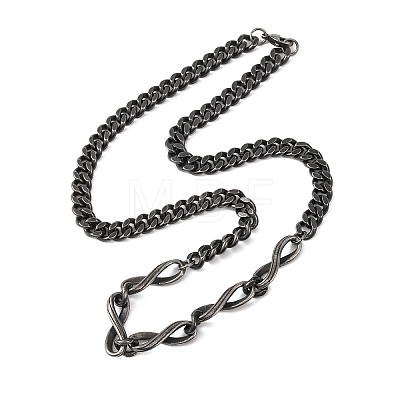 Vintage 304 Stainless Steel Infinity Link Panzer Chain Necklaces NJEW-C115-02AS-1