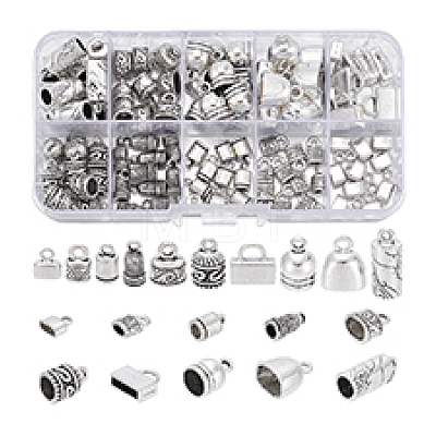 100Pcs 10 Style Tibetan Style Alloy Cord Ends TIBEP-PH0001-50-1