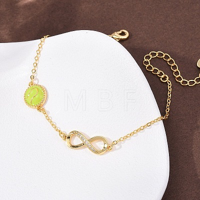 Sports Brass Micro Pave Cubic Zirconia Infinity Link Bracelets BJEW-D386-01A-G-1