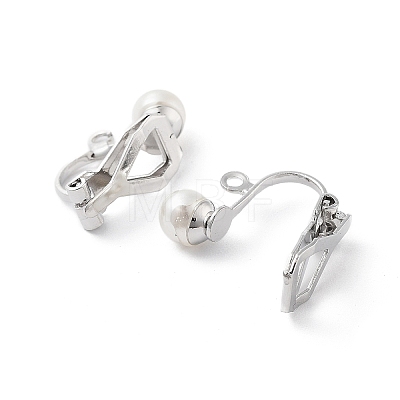 304 Stainless Steel Clip-on Earring Findings with Imitation Pearl Plastic Beaded STAS-H216-03A-P-1