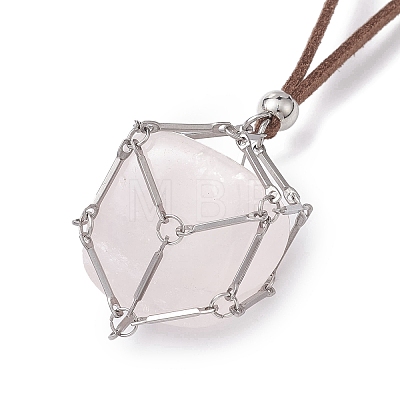 Crystal Holder Cage Necklace NJEW-JN04587-03-1