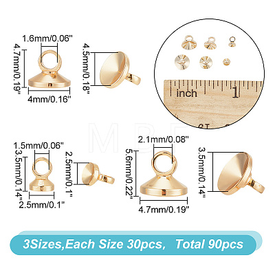 90Pcs 3 Size Brass Pendants Bails KK-AR0003-09-1