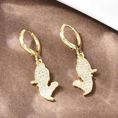 Nuggets Brass Micro Pave Clear Cubic Zirconia Leverback Earrings EJEW-H182-03G-1