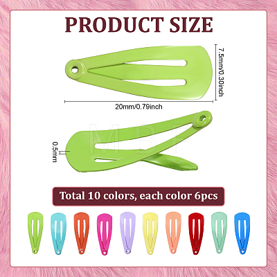 60Pcs 10 Colors Baking Paint Iron Doll Snap Hair Clips PHAR-PH0001-20-1